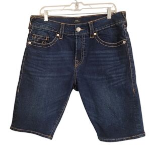 True Religion Mens 34 Ricky Relaxed Straight Dark Wash Denim Shorts Streetwear